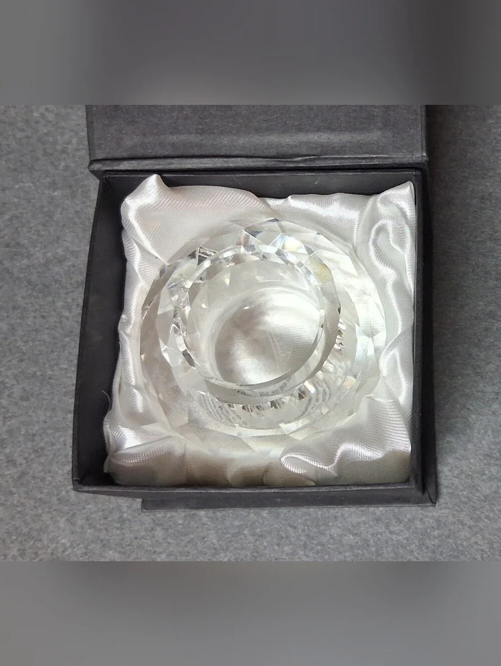 Oleg Cassini Crystal Faceted Ball Cut Candle Holder Votive NIB 2.5